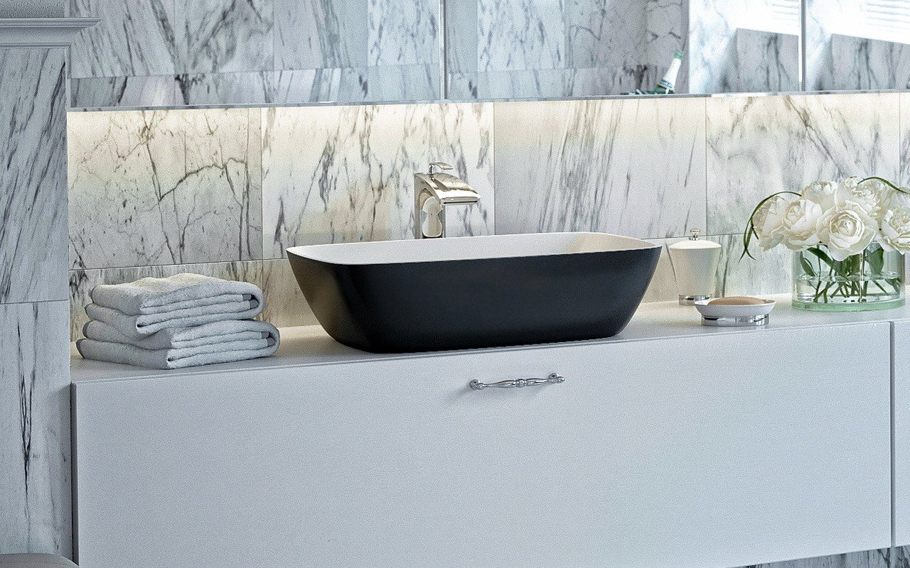 Aquatica Arabella-Blck-Wht™ Lavabo en pierre picture № 0